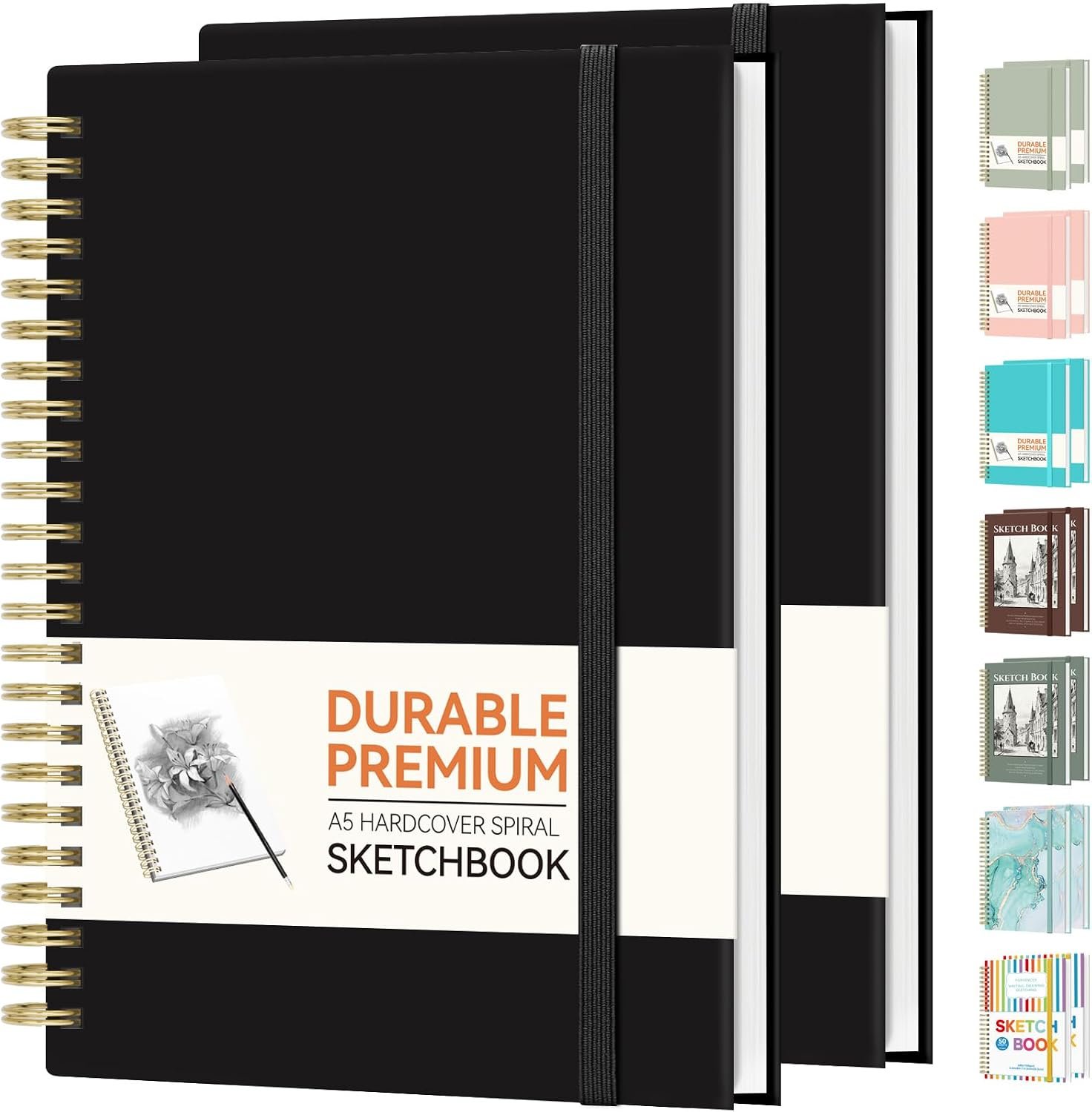 Forvencer 2 Pack Blank Spiral Notebook, 8″x 5.6″Hardcover Sketch Book