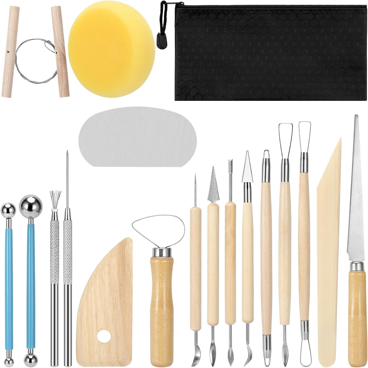 18pcs Clay Sculpting Tools, Basic Polymer Clay Pottery Carving Tool Kit