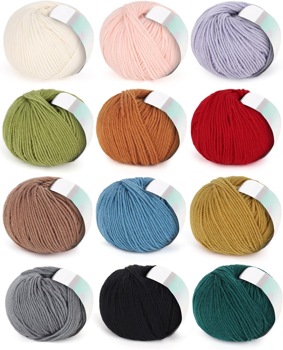 Coopay Wool Yarn for Crocheting & Knitting,12Colors 4-ply #3 DK Weight Yarn