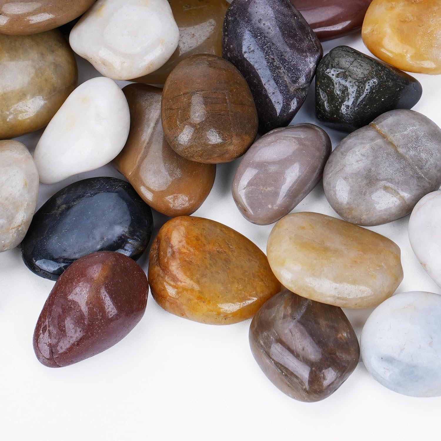 Pulovin 15 lbs River Rocks for Plants, 1-1 1/2 inch Decorative Stones