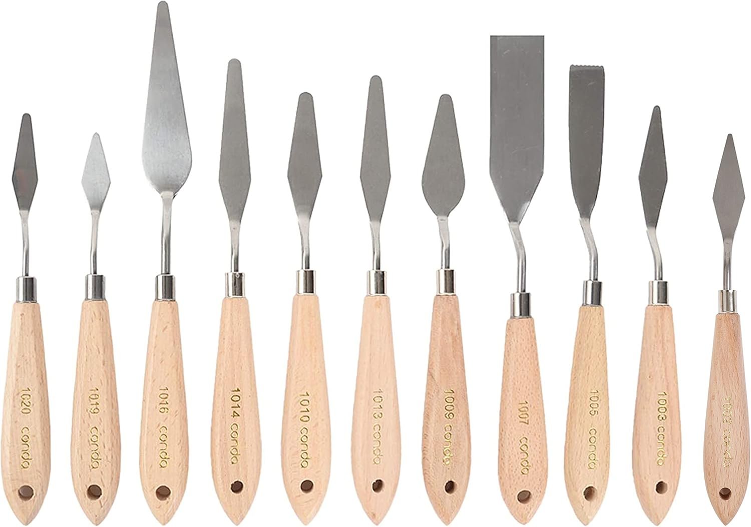 CONDA 11 Piece Stainless Steel Spatula Palette Knife Professional Palette Knife Painting Wood Handle