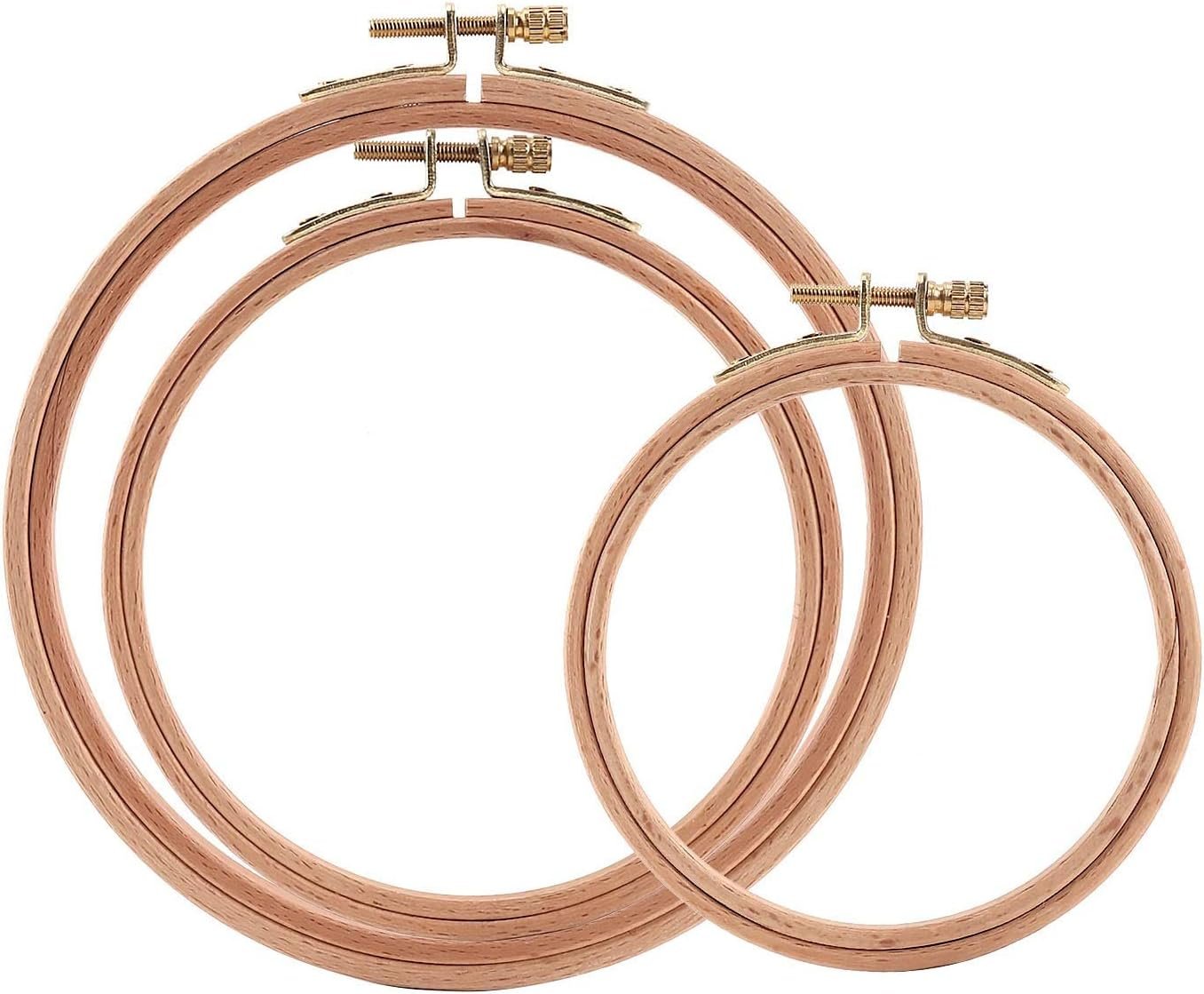 Sherbo 4-6 Inch Embroidery Hoops, Set of 3 Beech Wood Cross Stitch Hoops