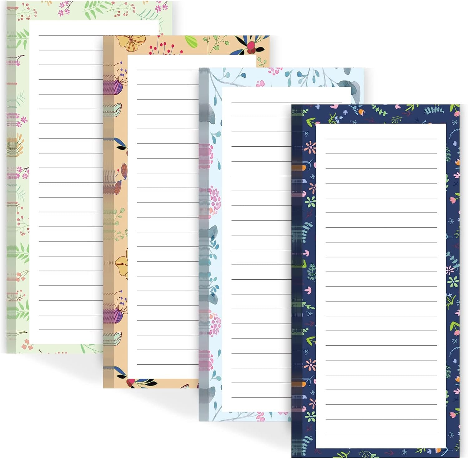 Joyberg Magnetic Notepads for Refrigerator – Flower Design, 50 Sheets Per Pad, 4 Pack Memo Pads for Grocery Lists and To-Dos