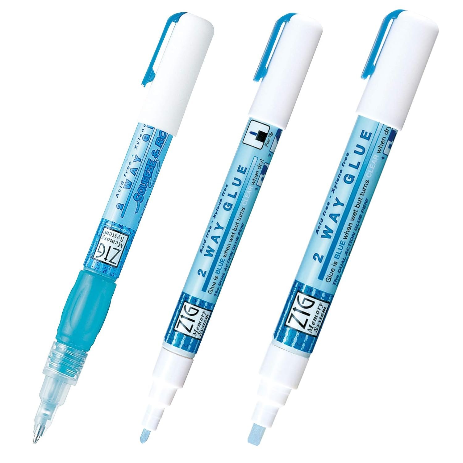 Kuretake Zig 2 Way Glue Pen 3 Variety Set, Made in Japan