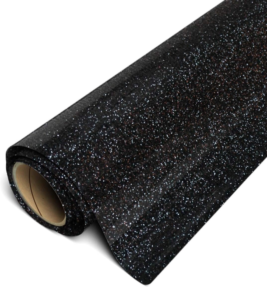 Siser Glitter HTV 11.8″x5ft Roll – Iron on Heat Transfer Vinyl (Black)