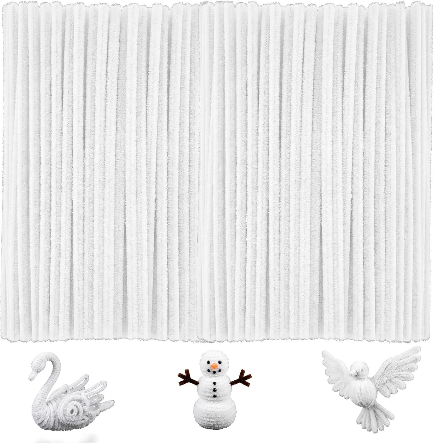 White Pipe Cleaners Craft,200PCS Chenille Stem Squishy Stem Toys,Halloween/Christmas/Easter Decorations Arts and Crafts;Craft Supplies for DIY Flowers Home Decor,Birthday Gifts,Girls Toys Age 8-10