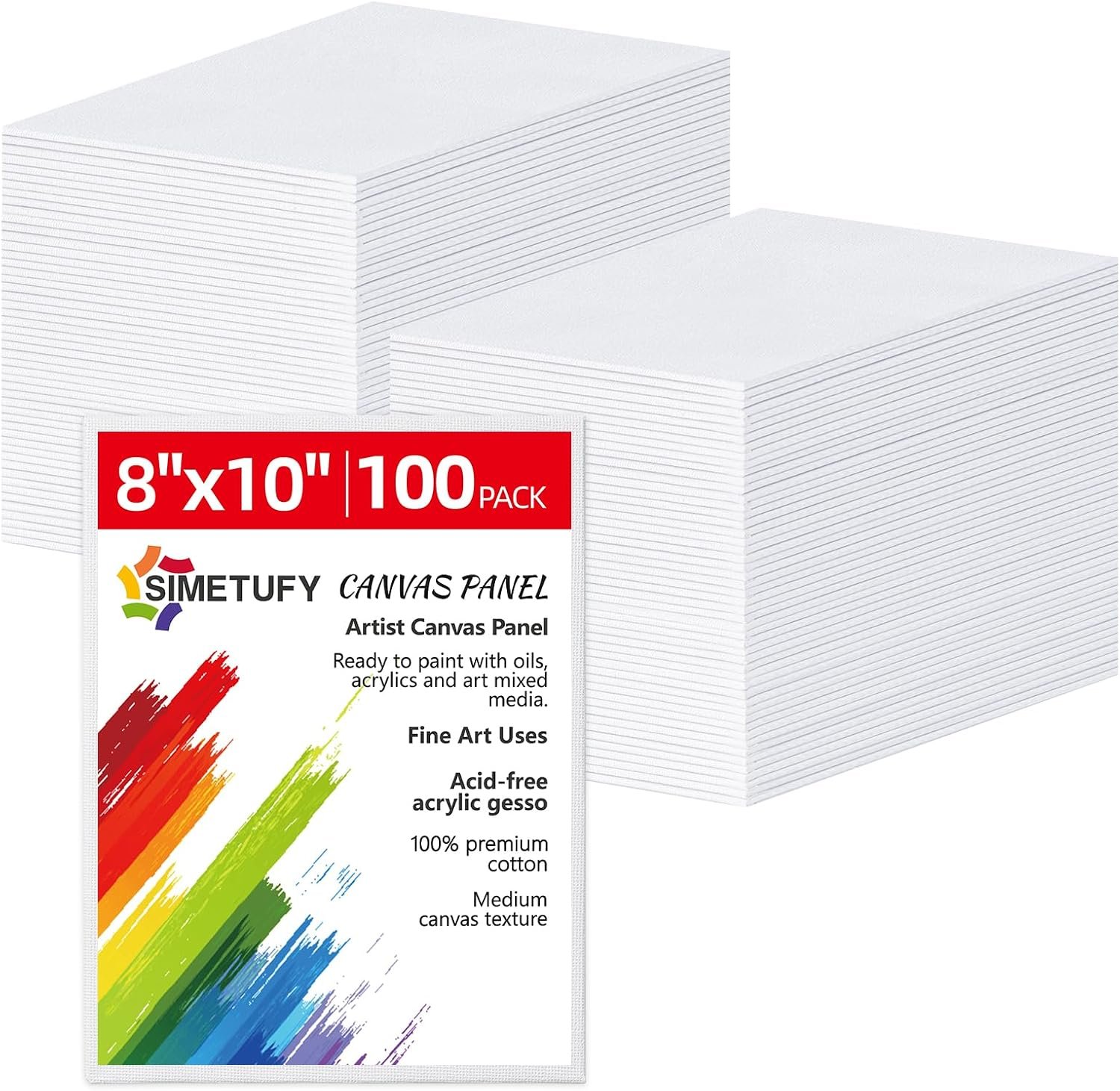 Simetufy 100 Pack 8×10 Bulk Small Canvas Boards for Painting Value Pack