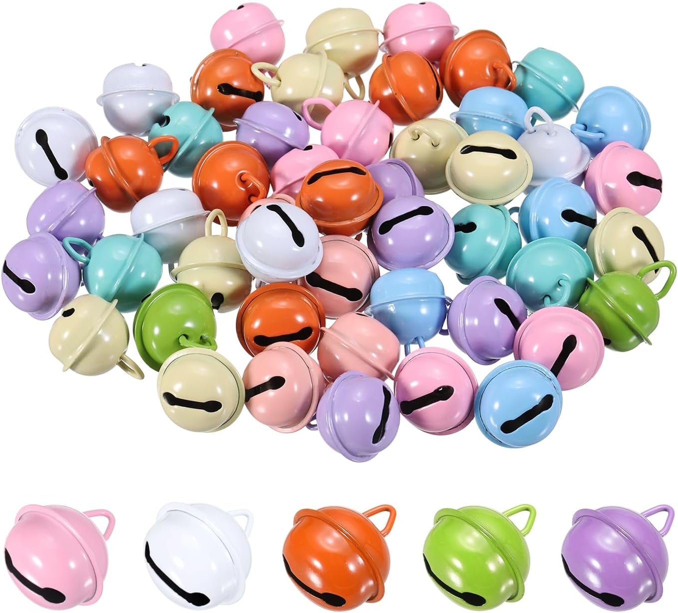 PATIKIL 50Pcs Small Jingle Bells 18mm 0.7in Mini Bells Pastel Mix