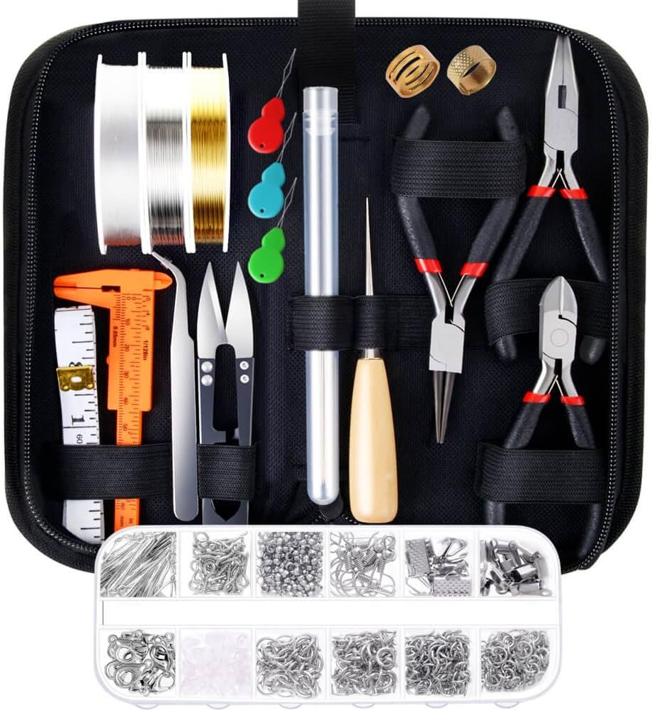 PAXCOO Jewelry Making Supplies Kit with Tools, Wires, Findings for Jewelry Repair and Beading