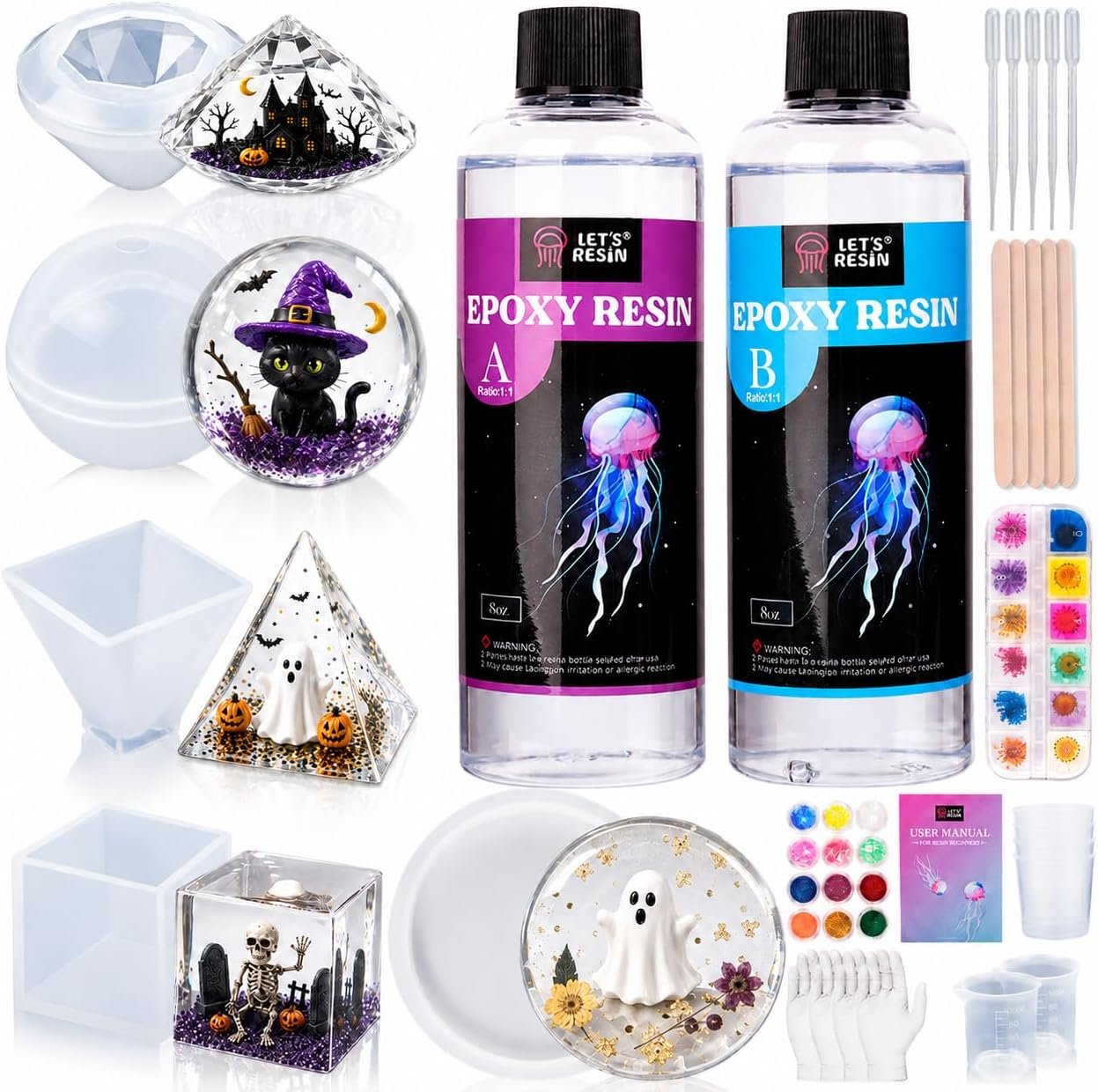 LET’S RESIN 16oz Epoxy Resin Kits and Molds Complete Set for Beginners