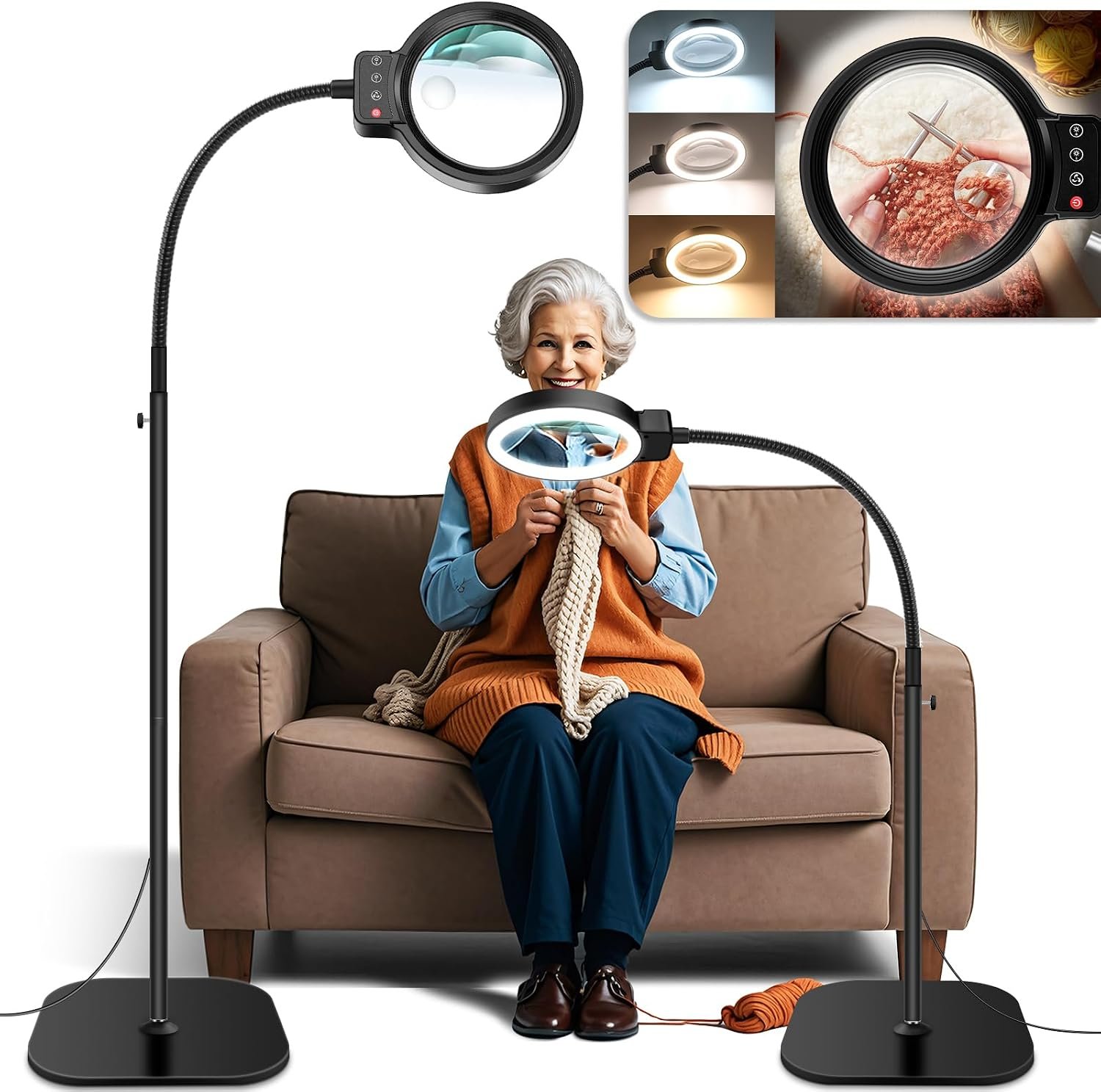 30X 10X Large Floor Magnifying Glass with Light and Stand