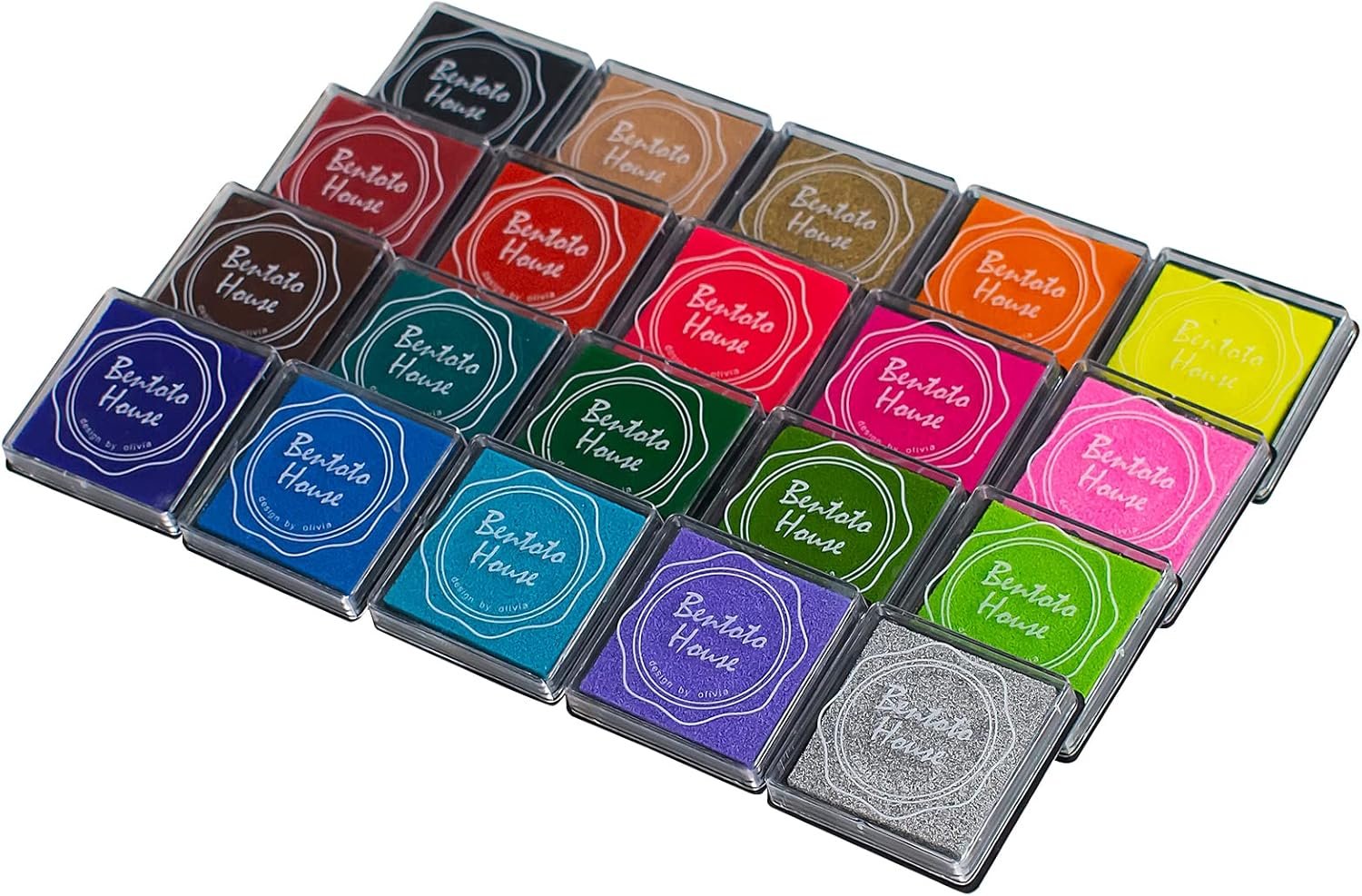 CIOUYAOS 20 Colors Ink Pad Stamps, Washable Safe Craft Inkpad for Rubber Stamps, Rainbow DIY Fingerprint Stamp Pad for Scrapbooking Supplies, Kids, Paper, Wood Fabric (Pack of 20)