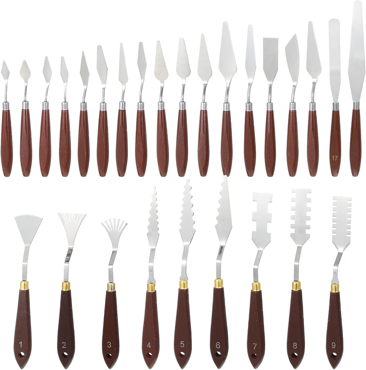Palette Knife Set, 27Pcs Palette Knives Stainless Steel Art Paint Knife Professional Paint Spatula Painting Knife with Wood Handle for Oil Painting Acrylic Color Mixing and Texturing