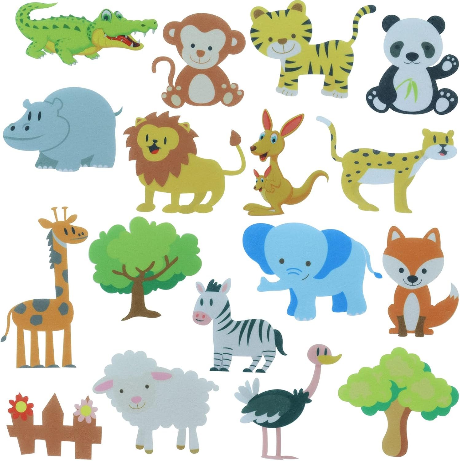BXI 17 Pcs Zoo Animals Felt Board Story Pieces Set for Toddlers, Preschool & Kindergarten, Precut Felt Jungle Animals Figures for Preschool Crafts Activity Early Learning Storytelling