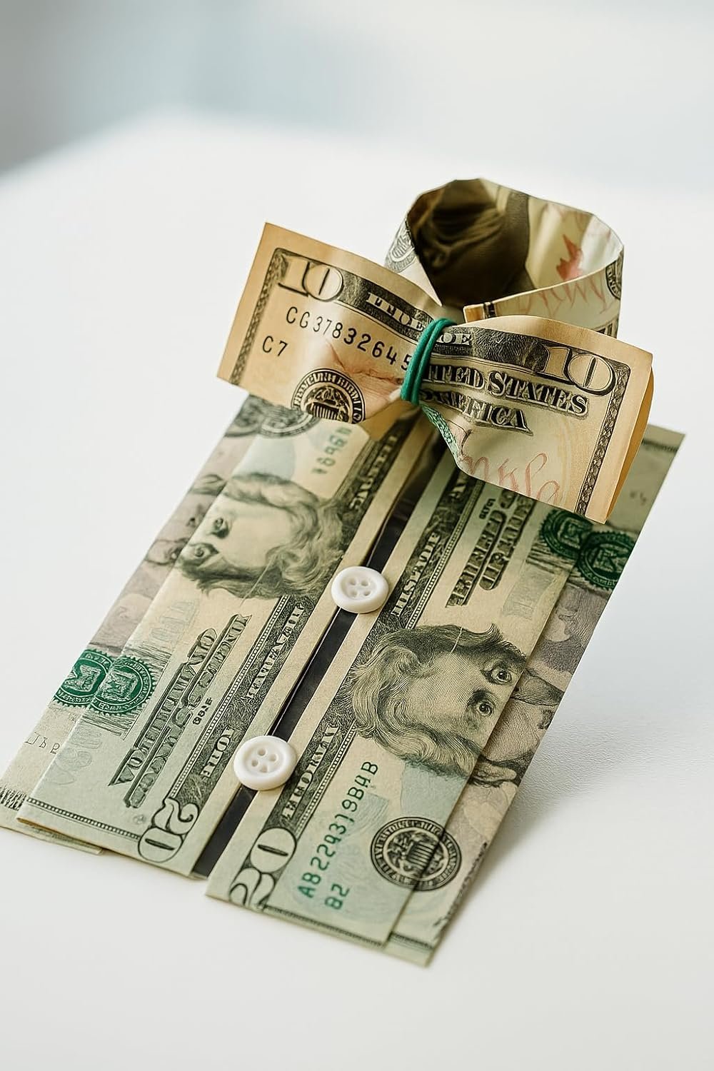 Green Money Origami Shirt Folding Tool – Reusable Plastic Template for Folding Cash Gifts into a Shirt with Tie – Fun & Unique Gag Gift Under $10 for Birthdays, Holidays, Christmas, and Graduations