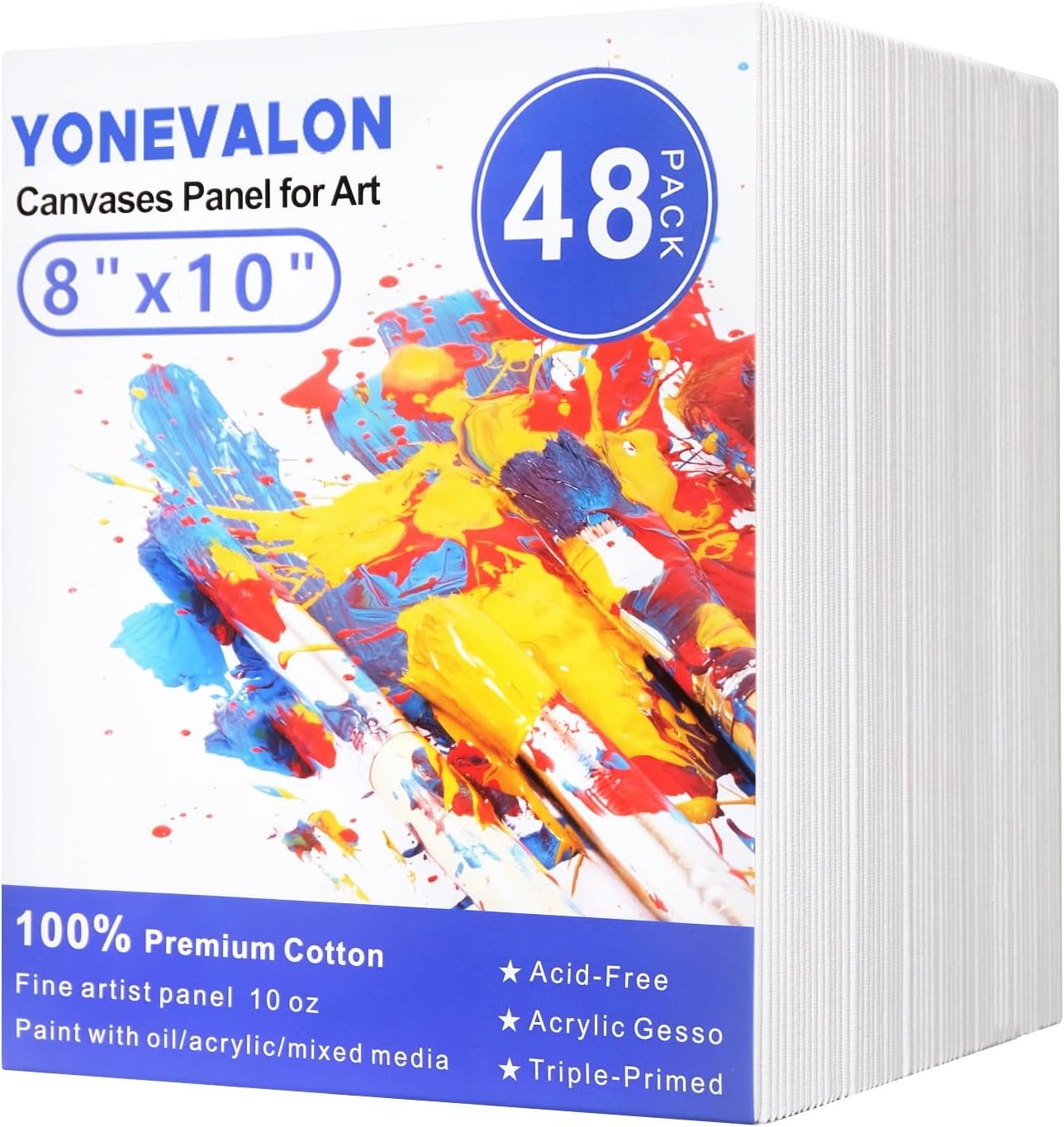 Canvases for Painting 48 Pack, 8×10 inch Blank Paint Canvas Boards Bulk