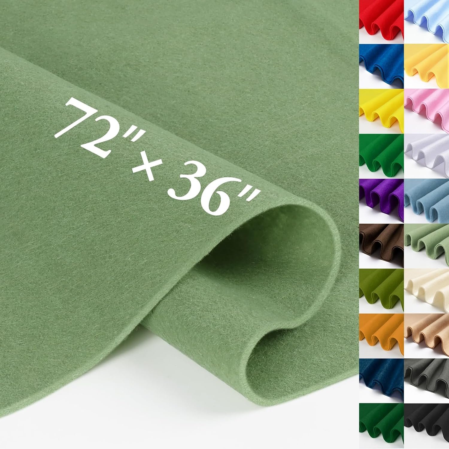 Sage Green Felt Fabric Sheet 72″ X 36″, 1.4mm Thick Large Soft Durable Flexible Craft Felt by The Yard, Nonwoven Fabric for DIY Sewing, Arts and Crafts, Decoration Projects