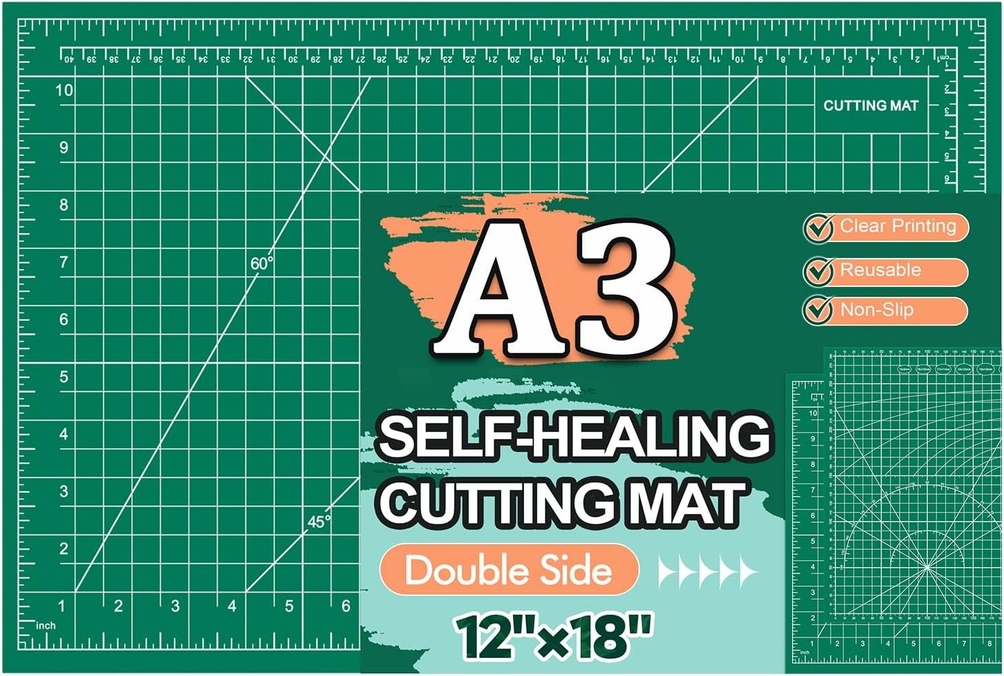 Self Healing Cutting Mat 12×18 Inch, Fabric Cutting Mats for Crafts, Double Sided Sewing Boards for Quilting Hobby Scrapbooking 5 Layers 1 Pack