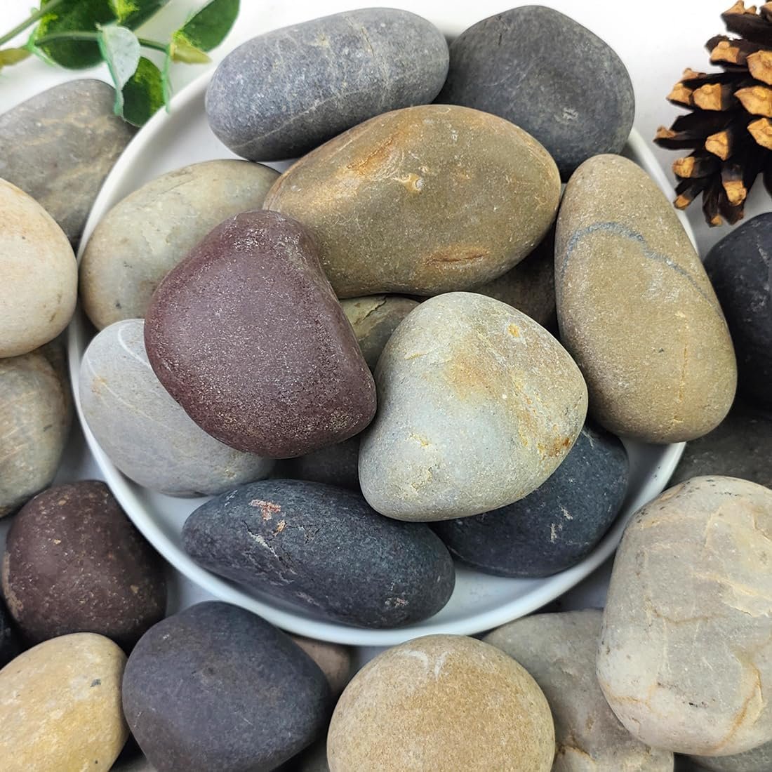 YISZM 20lbs Natural River Rocks, 2″-3″ Premium Pebbles for Garden