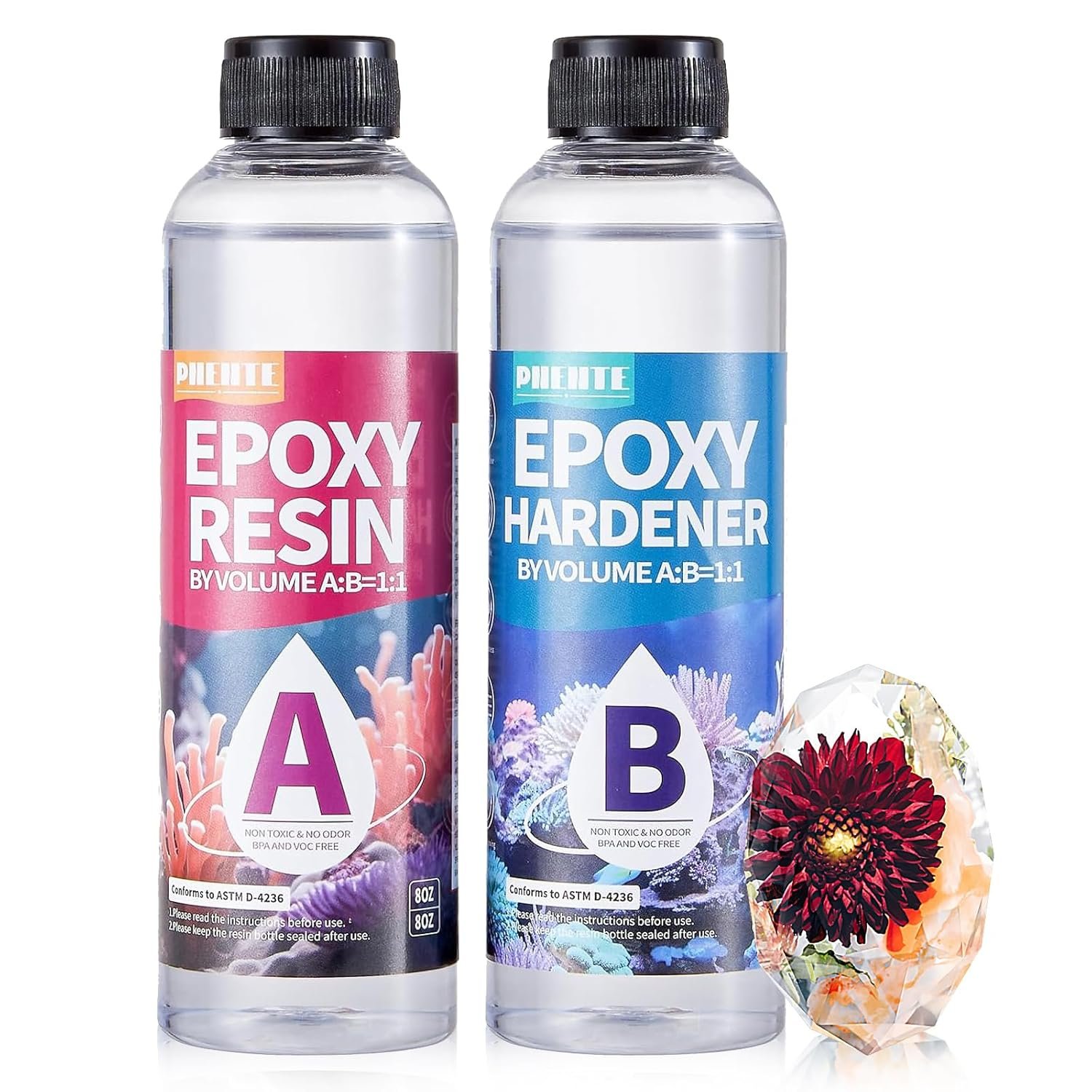 Pnente Crystal Clear Epoxy Resin Kit 16oz No Yellowing No Bubbles Resin Art