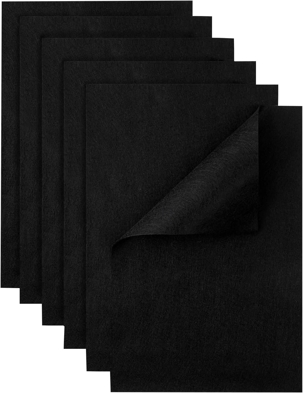 HaoFeiJH Black Felt Fabric Sheets – 6PCS Felt Squares – 8×12 1 Colors Soft Felt Squares, 1.5mm for Sewing, Patchwork, Decoration, Embroidering, Book, DIY Craft