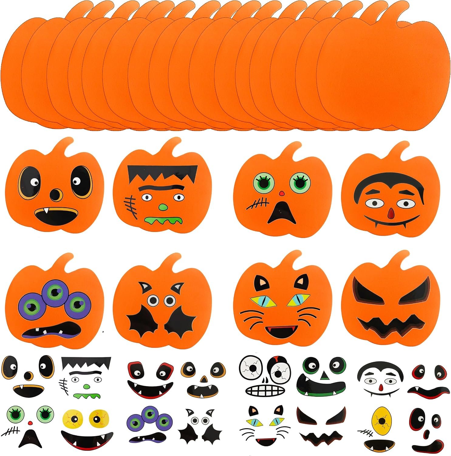 Taocco 32 PCS Halloween Foam Pumpkin Craft Kit and Pumpkin Stickers for Halloween Kids DIY Craft Party Trick or Treat Party Favors Decorations (Cute Pumpkin)
