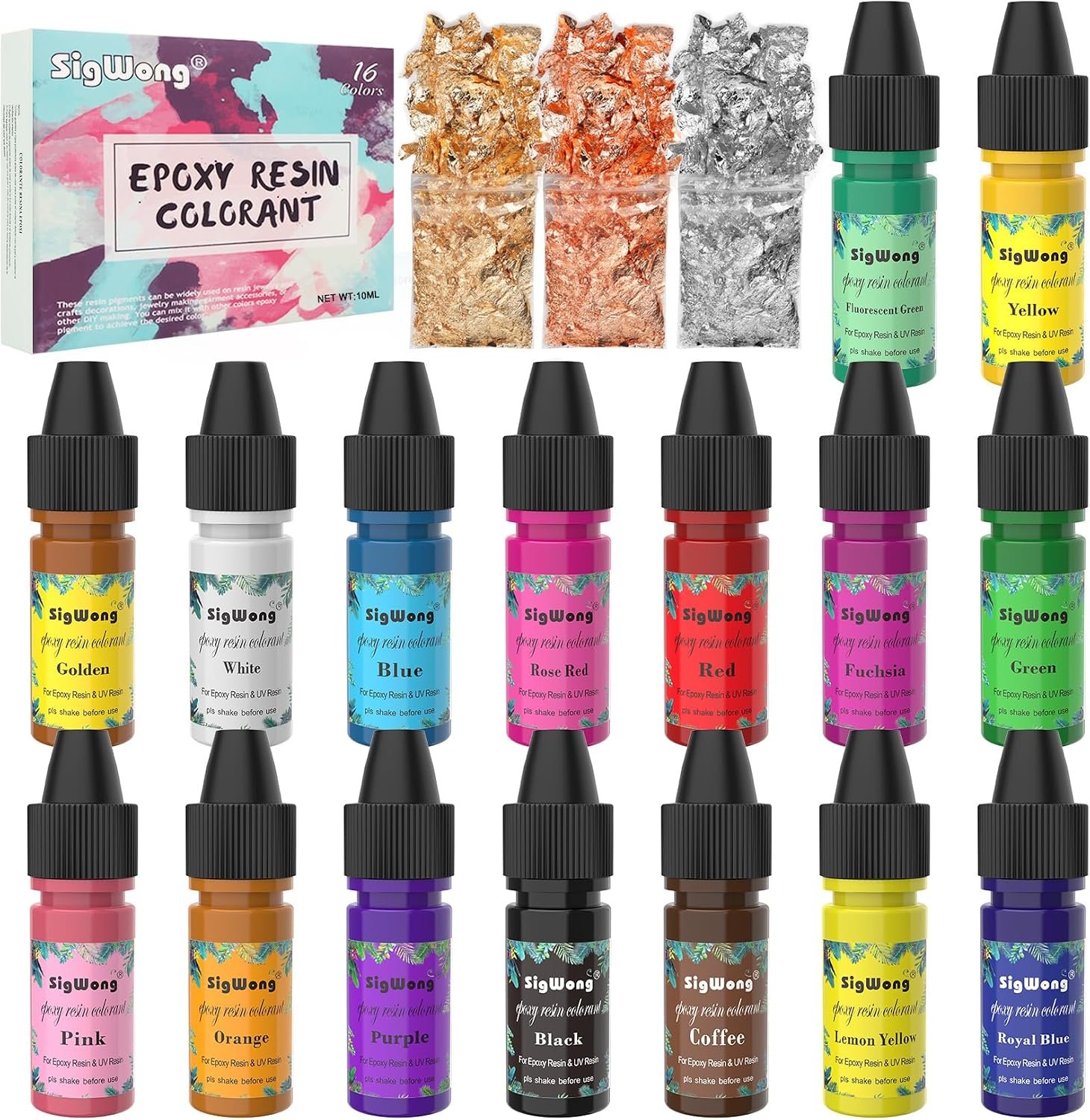 Epoxy Resin Pigment – 16 Colors Translucent Resin Colorant, Highly Concentrated Resin Dye for DIY Jewelry Making, AB Resin Coloring – 10ml