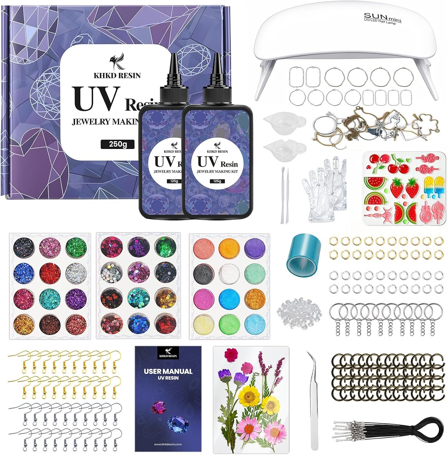UV Resin Jewelry Making Kit – KHKD RESIN 250g UV Resin Kit with Light