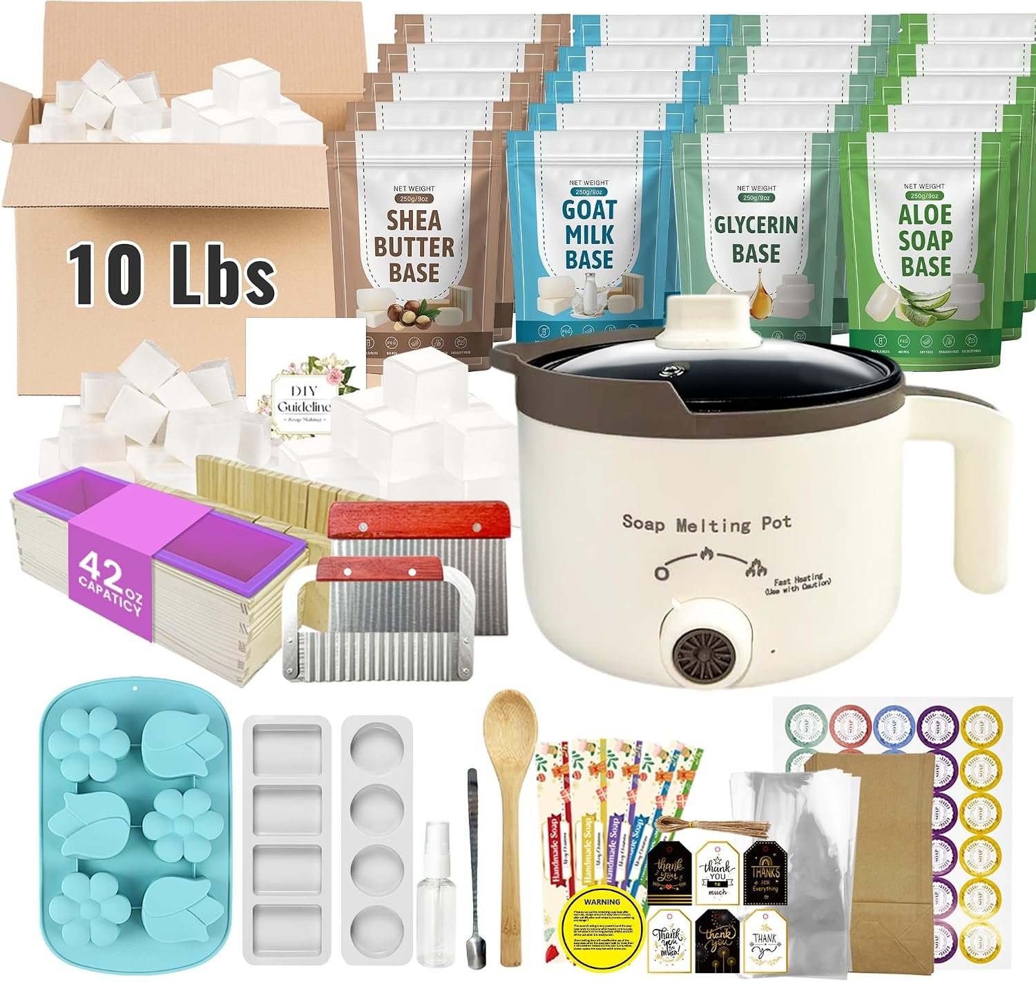 LFISGNN Soap Making Kit with 4 Flavored 10 lbs Soap Base in Bulk