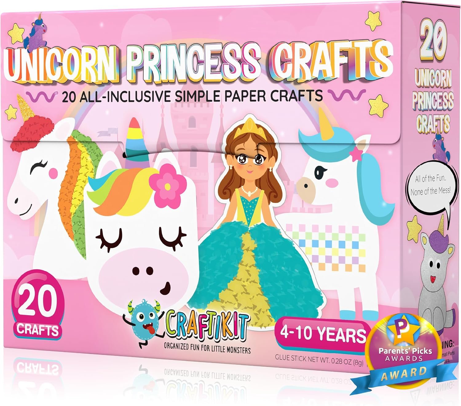 Craftikit® 20 Award-Winning Princess & Unicorn Crafts for Kids Ages 3-10 Years, All-Inclusive Toddler Arts and Craft Kits for Kids, Fun Toddler Craft Box for Girls in Preschool