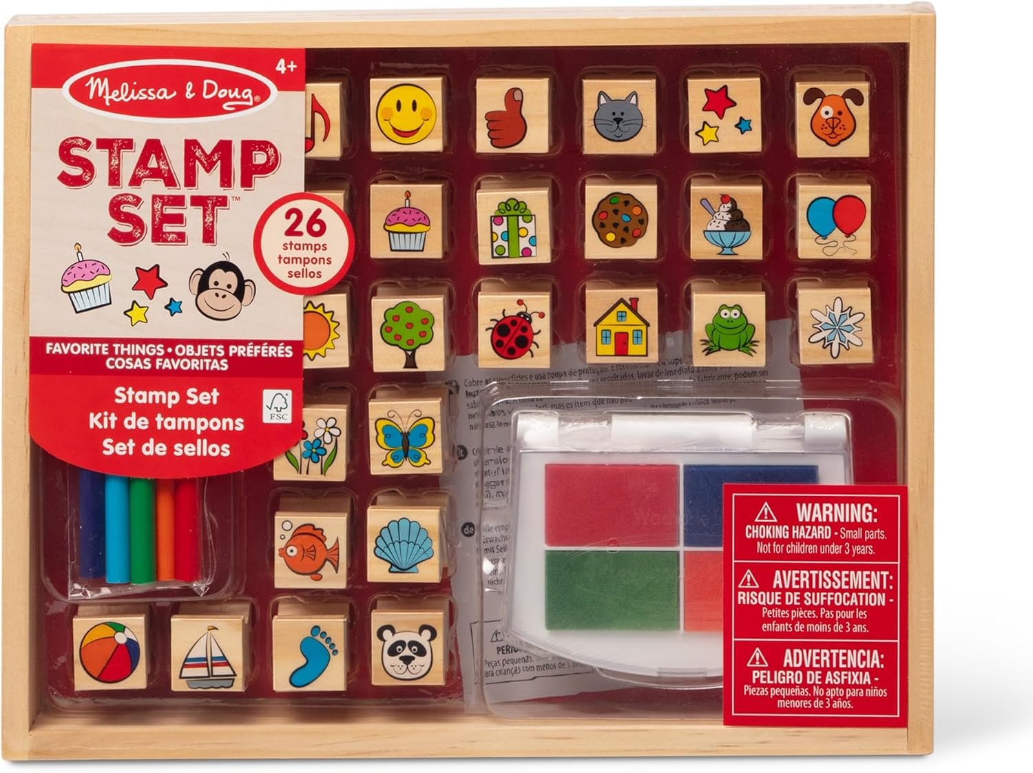 Melissa & Doug Favorite Things Wooden Stamp Set with Colored Pencils
