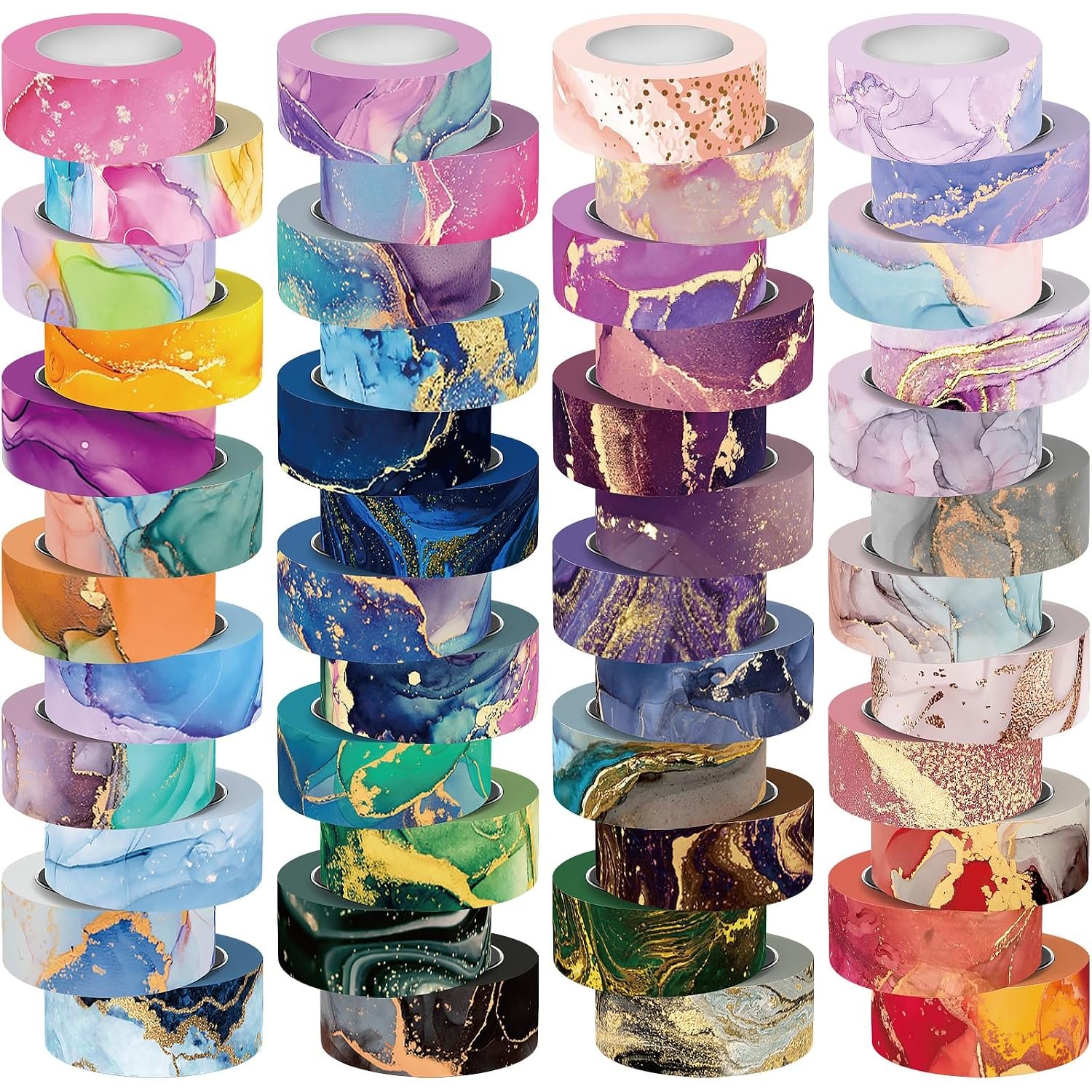 Mooker 48 Rolls Washi Tape Set – Decorative Masking Tape Colored Marbling Patterns, Adhesive Artists Tapes for Journaling Supplies, DIY Crafts, Scrapbooking, Junk Journal Supplies, School Supplies
