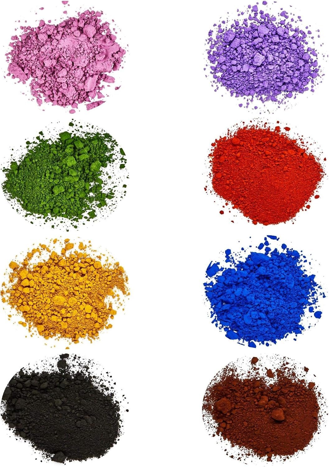 Pifito Oxide Pigment Colorants Sampler – 8 Beautiful Colors for Soap Making Supplies (.25 oz ea) – Red, Blue, Yellow, Pink, Green, Brown, Black, Violet – Bath Bombs Coloring Powder