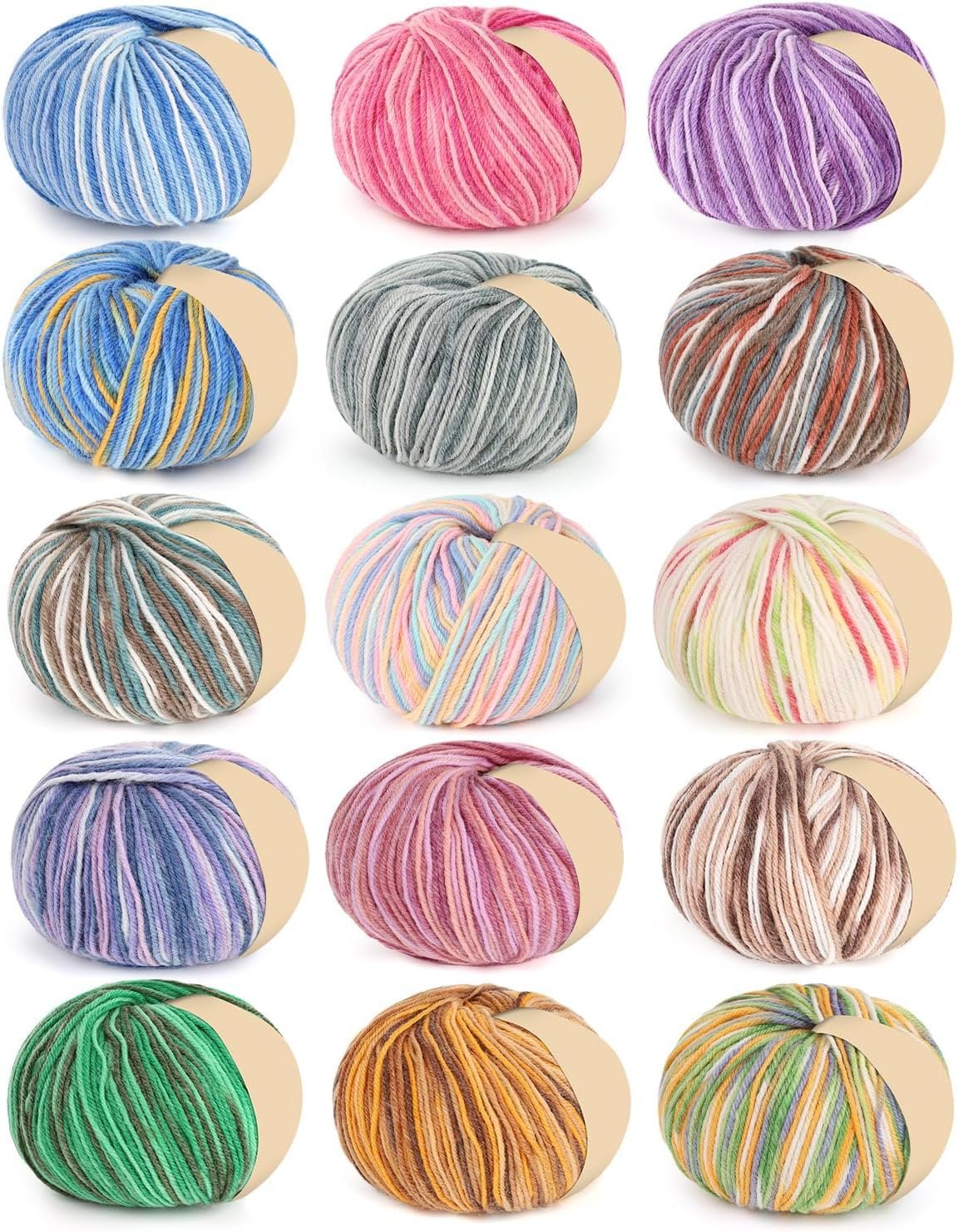 Coopay Wool Blend Yarn for Crocheting & Knitting,15 Pack #3 DK Crochet Yarn