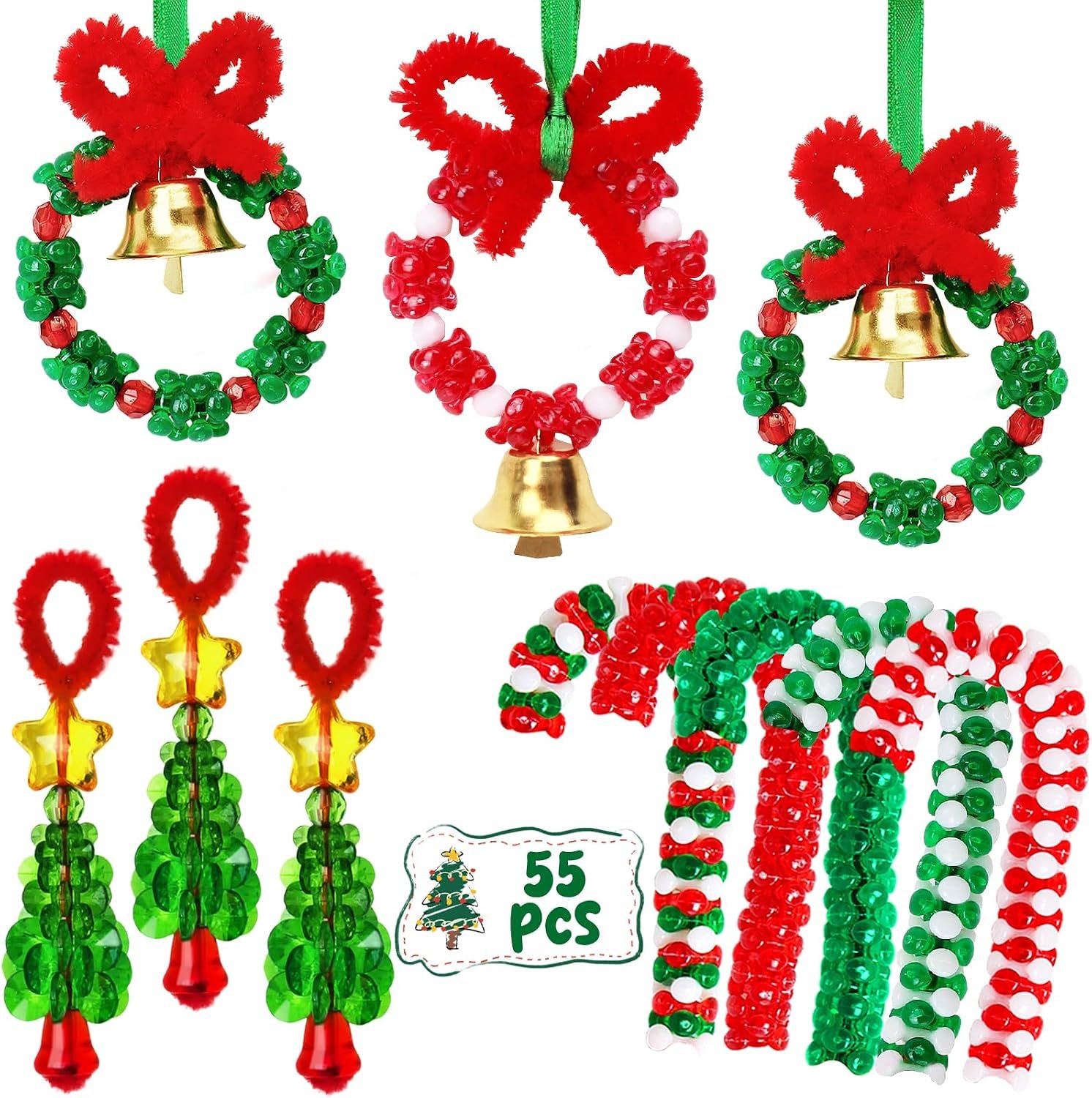 Christmas Crafts for Adults,55 Sets Christmas Beaded Ornament Kit