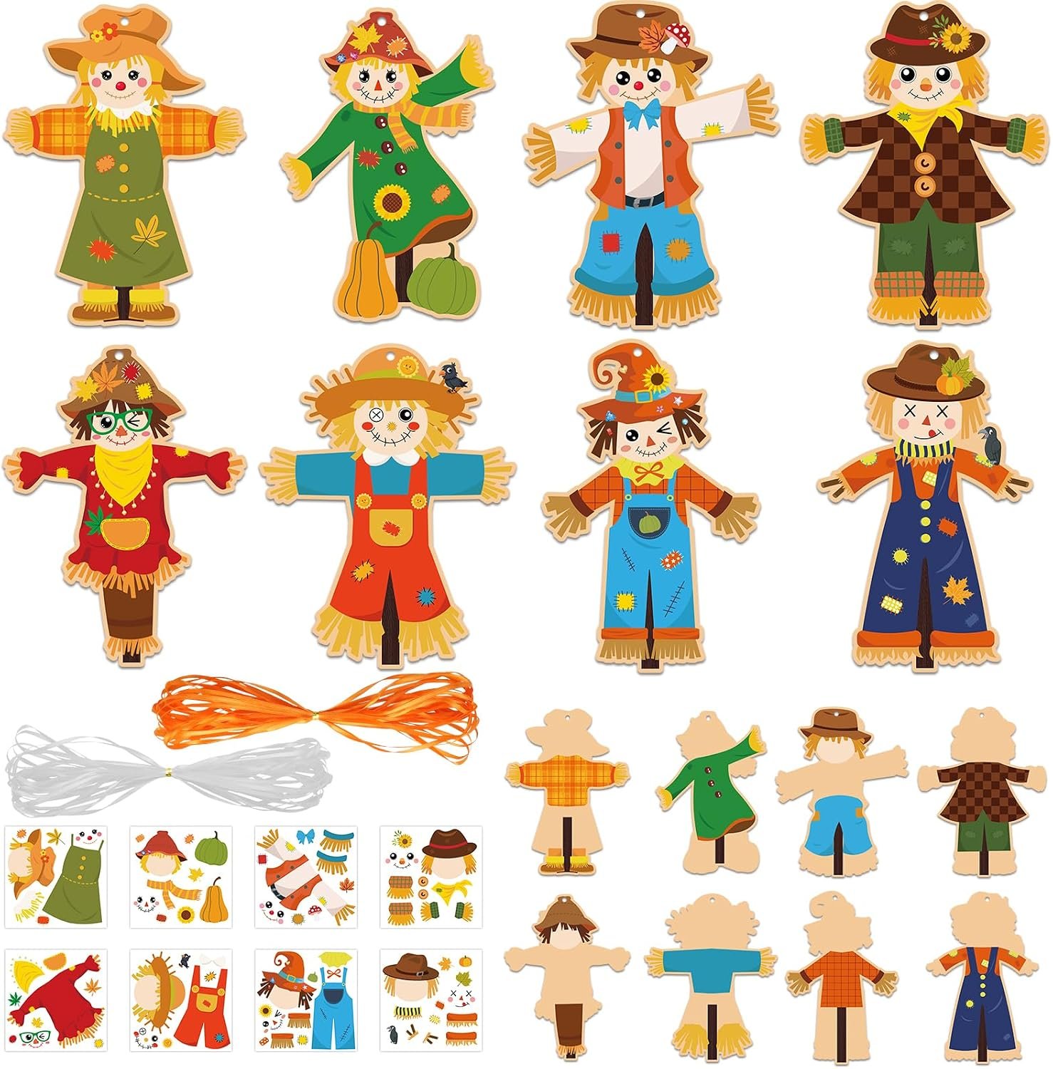 ZCPTZ 48 Set Fall Scarecrow Craft Kit – DIY Autumn Hanging Ornaments Paper Crafts for Fall Festival Party Supplies Thanksgiving Decor, Fun Home Activities Seasonal Arts Projects