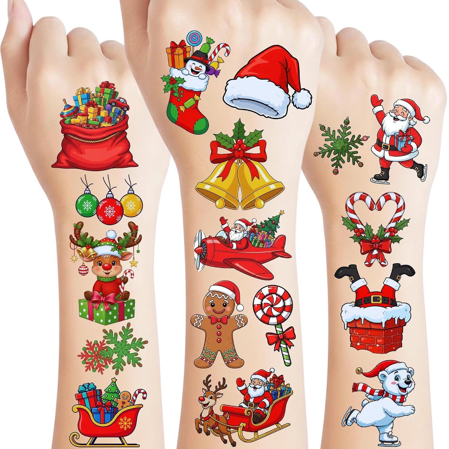 Christmas Temporary Tattoos For Kids, Xmas Party Favors