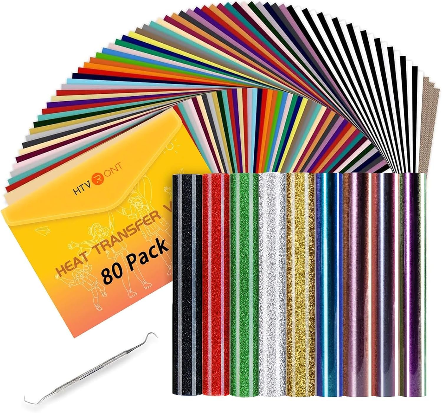 HTVRONT HTV Heat Transfer Vinyl Bundle: 80 Pack 12″ x 10″