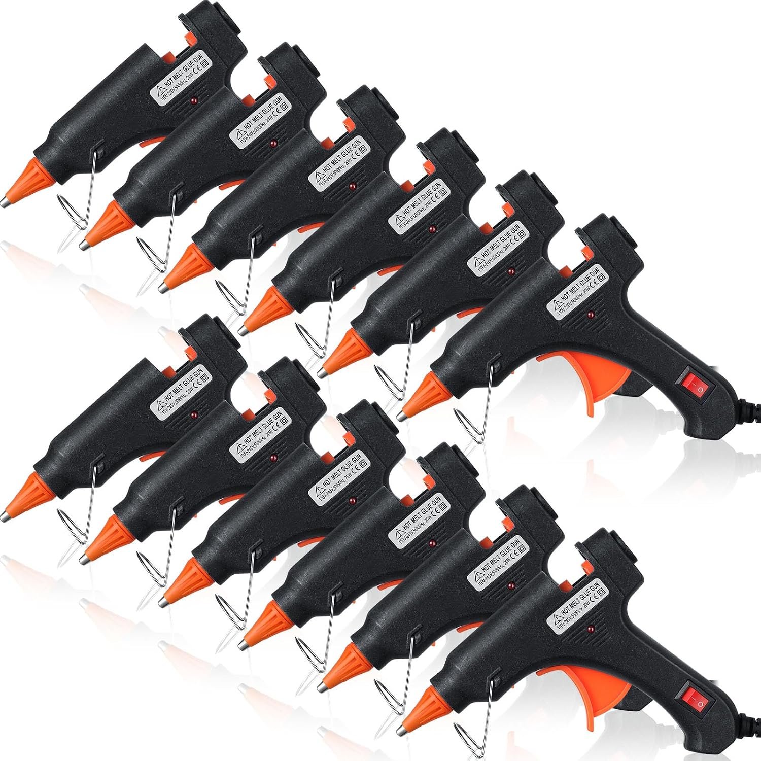 Zhengmy 12 Pcs Mini Hot Glue Guns 20W Low Temp Burn Protection, Black