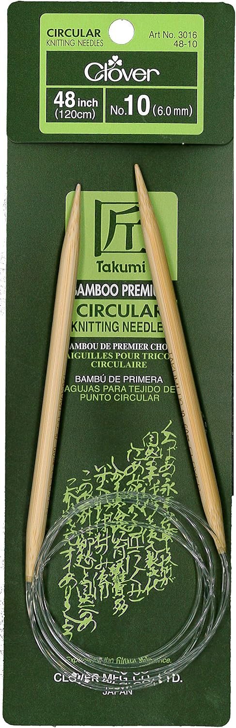 Clover Takumi Bamboo Circular 48-Inch Knitting Needles, Size 10