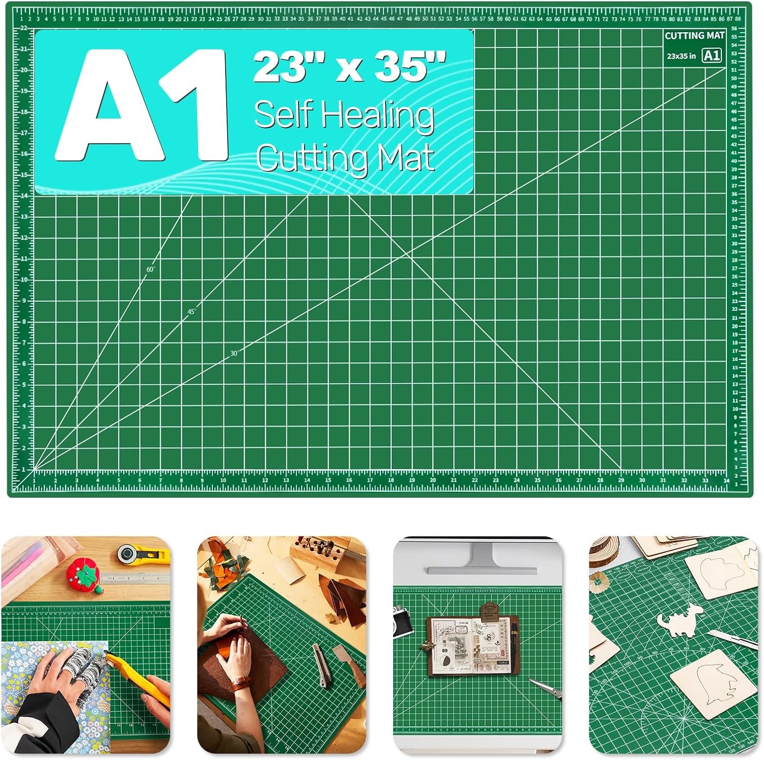 Large Self Healing Cutting Mat 23″ x 35″, Double-Sided, A1, Green