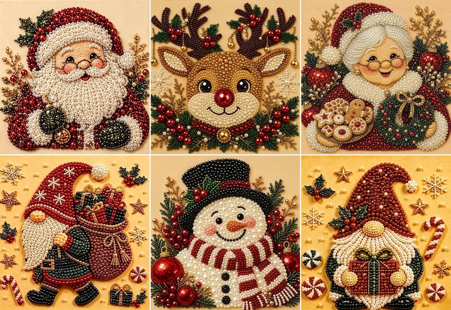 Christmas Diamond Painting Kit, 6 Pack Pearl Diamond Art Kits for Adults