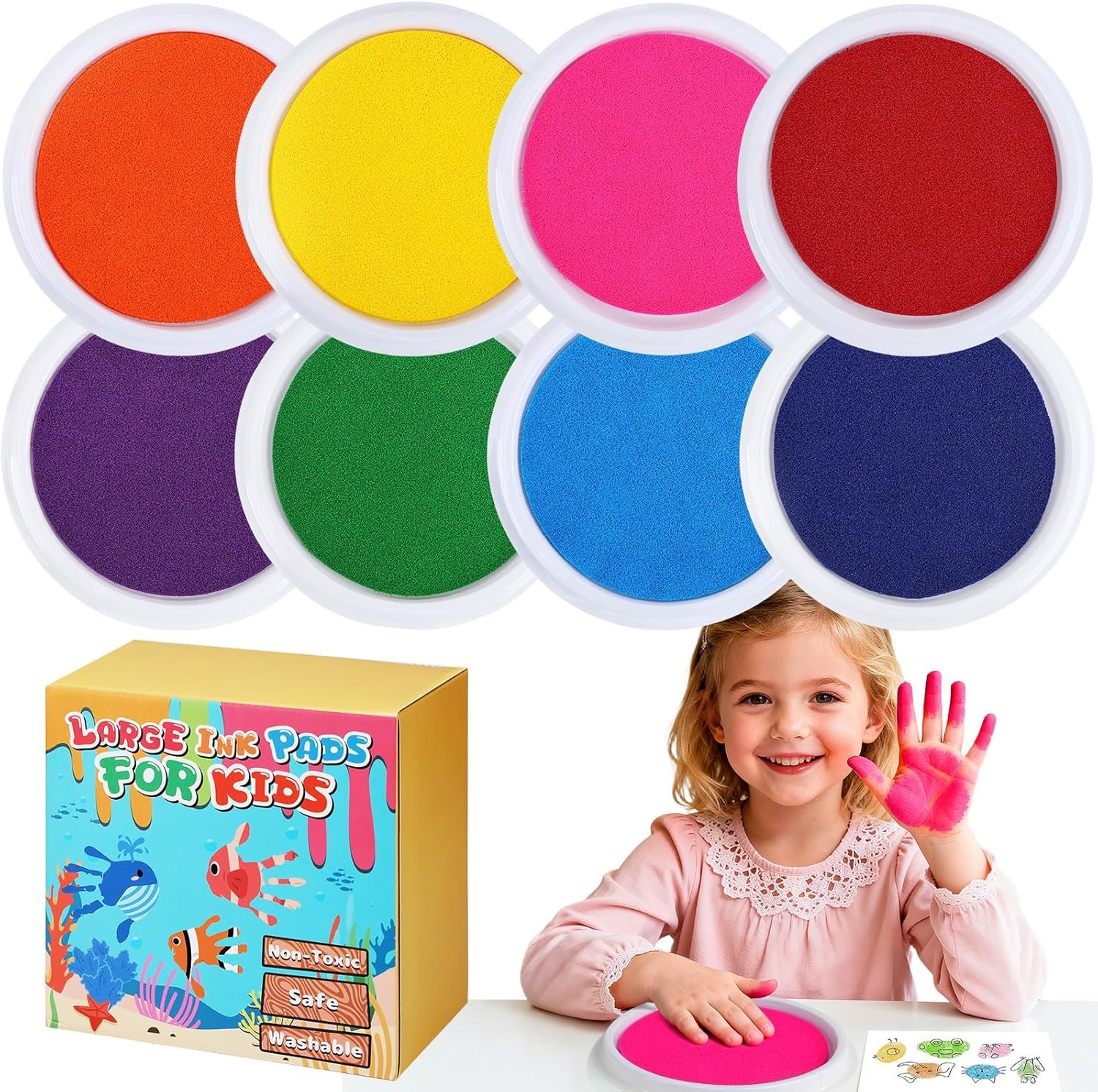 Cosweet 7″ Large Washable Ink Pad for Kids Crafts Scrapbook Supplies