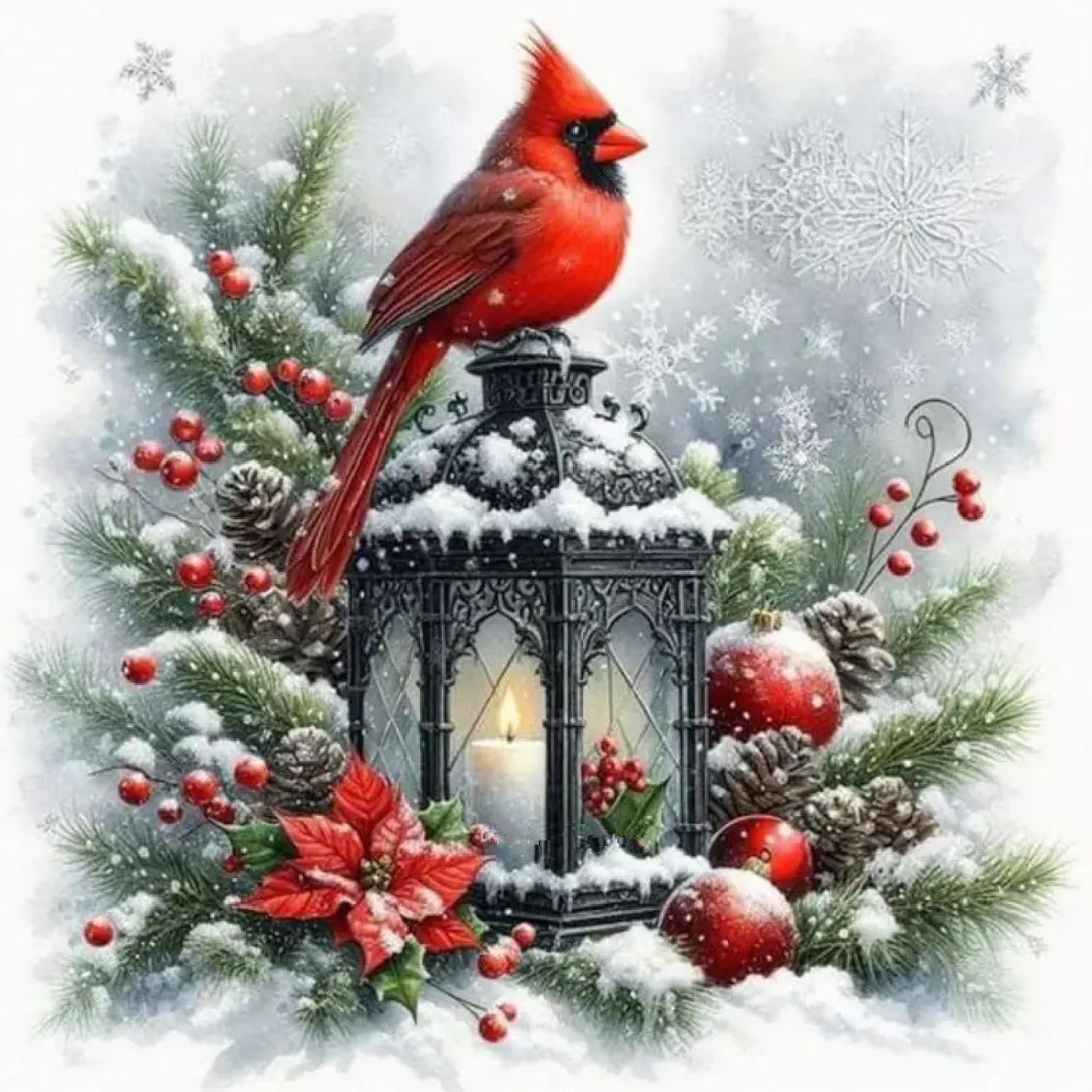 askkqtx Christmas Stamped Cross Stitch Kits for Adults 14×14 Inch