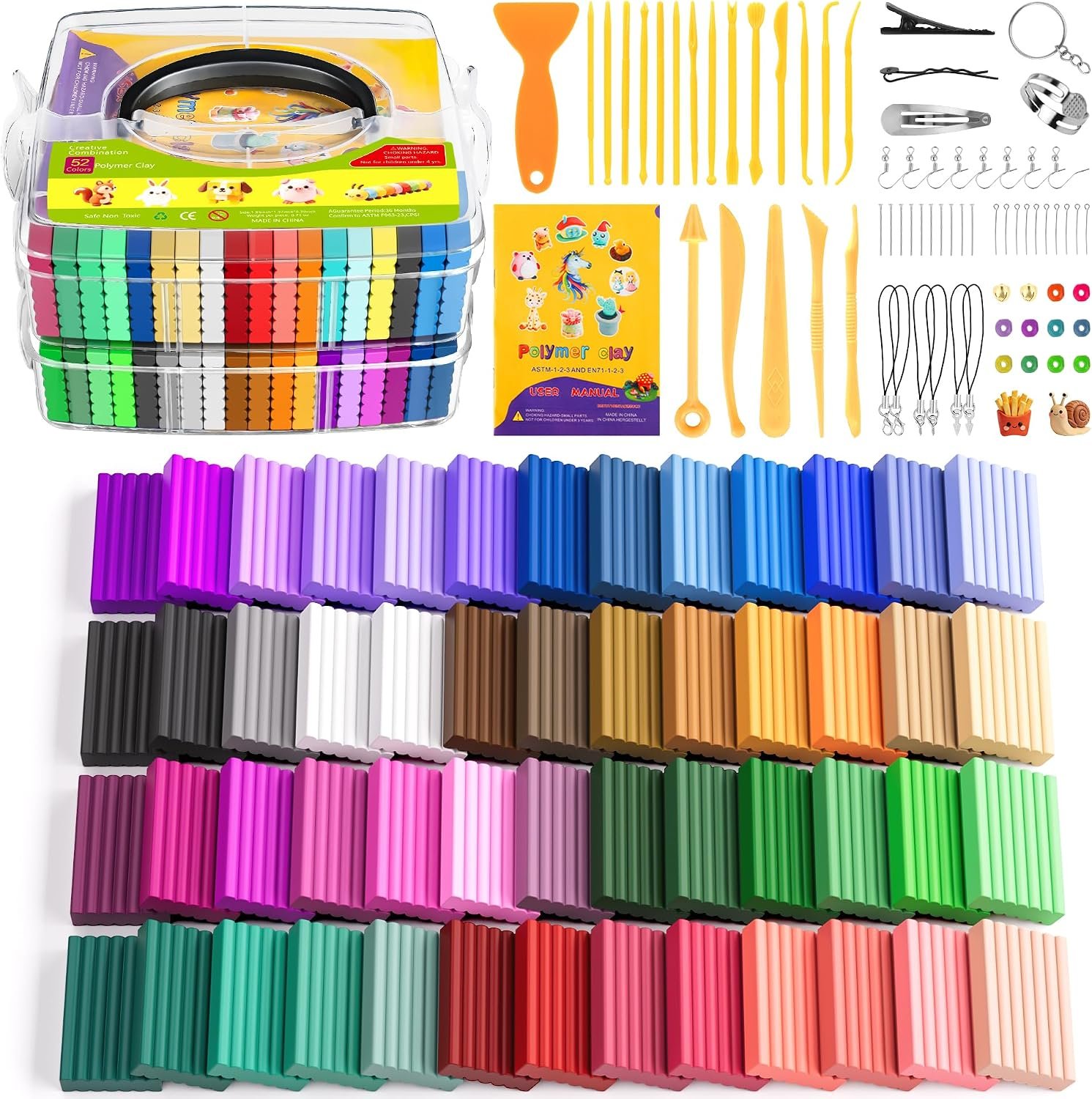 Artpar 52 Colors Polymer Clay Kit,Oven Bake Modeling Clay for Kids Adults