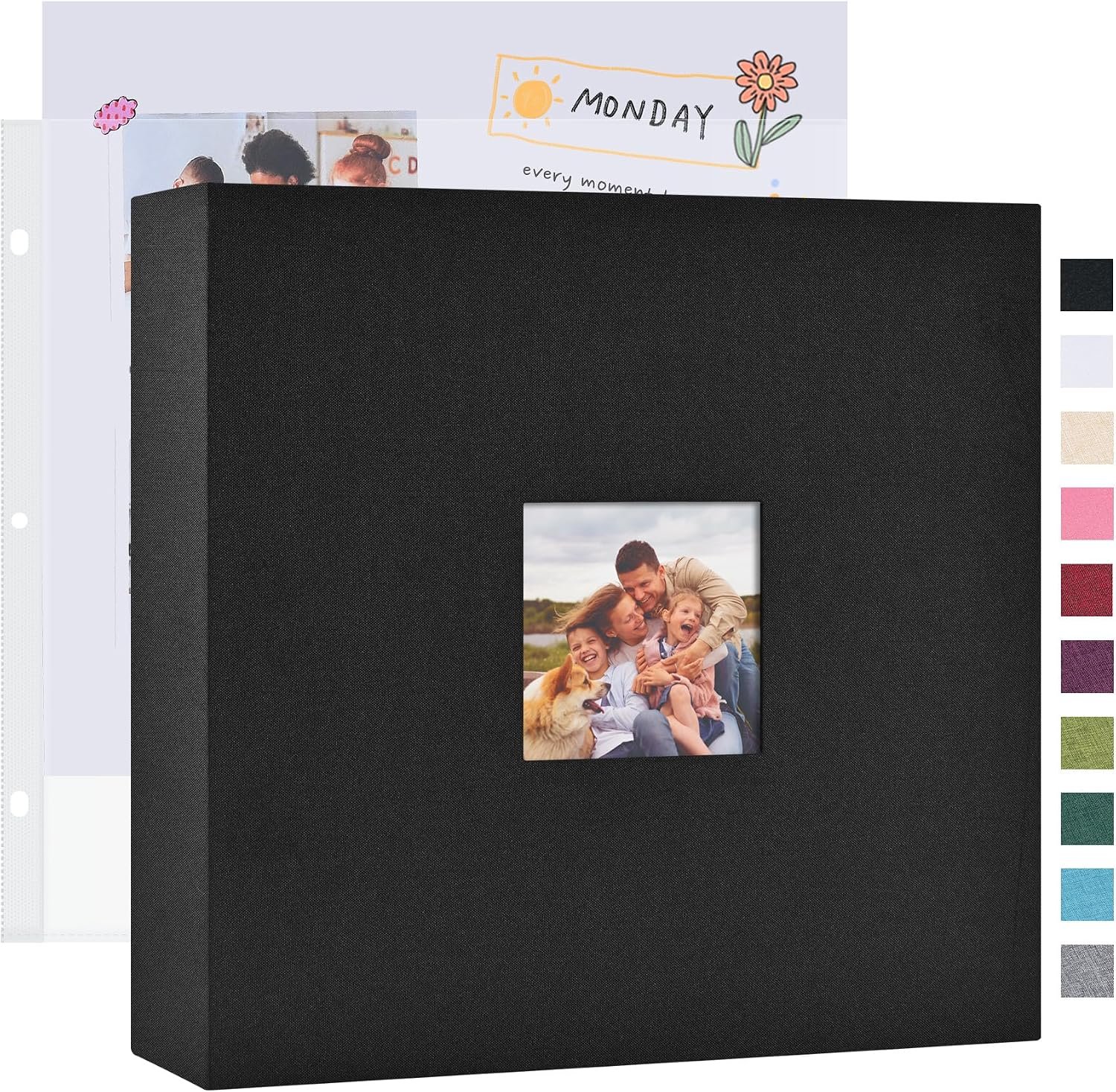 Mublalbum 12×12 Inch 3 Ring DIY Scrapbook Photo Album 80 Pages, Black