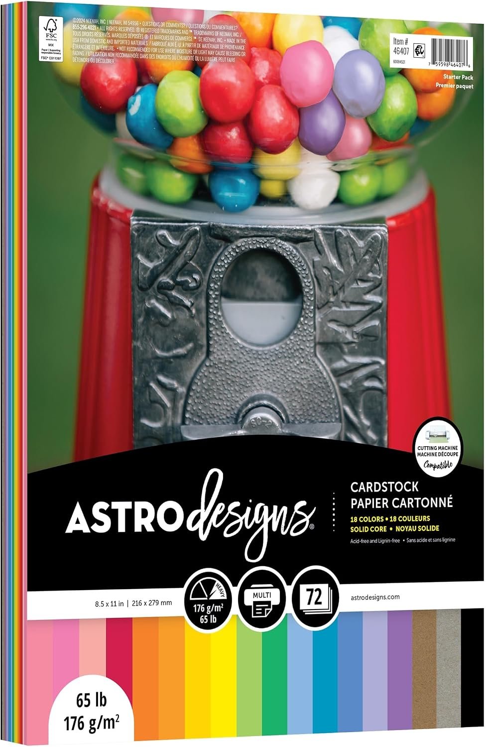 Neenah Astrodesigns Cardstock Pack 8.5″X11″ 72/Pkg – 18 Bold & Vivid Colors