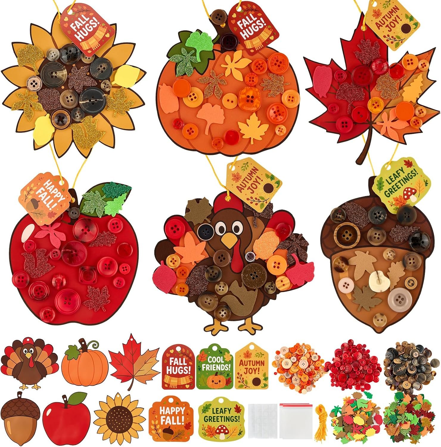 Bafeil 24 Set Fall Crafts Kit, Thanksgiving Pumpkin Button DIY Arts Crafts