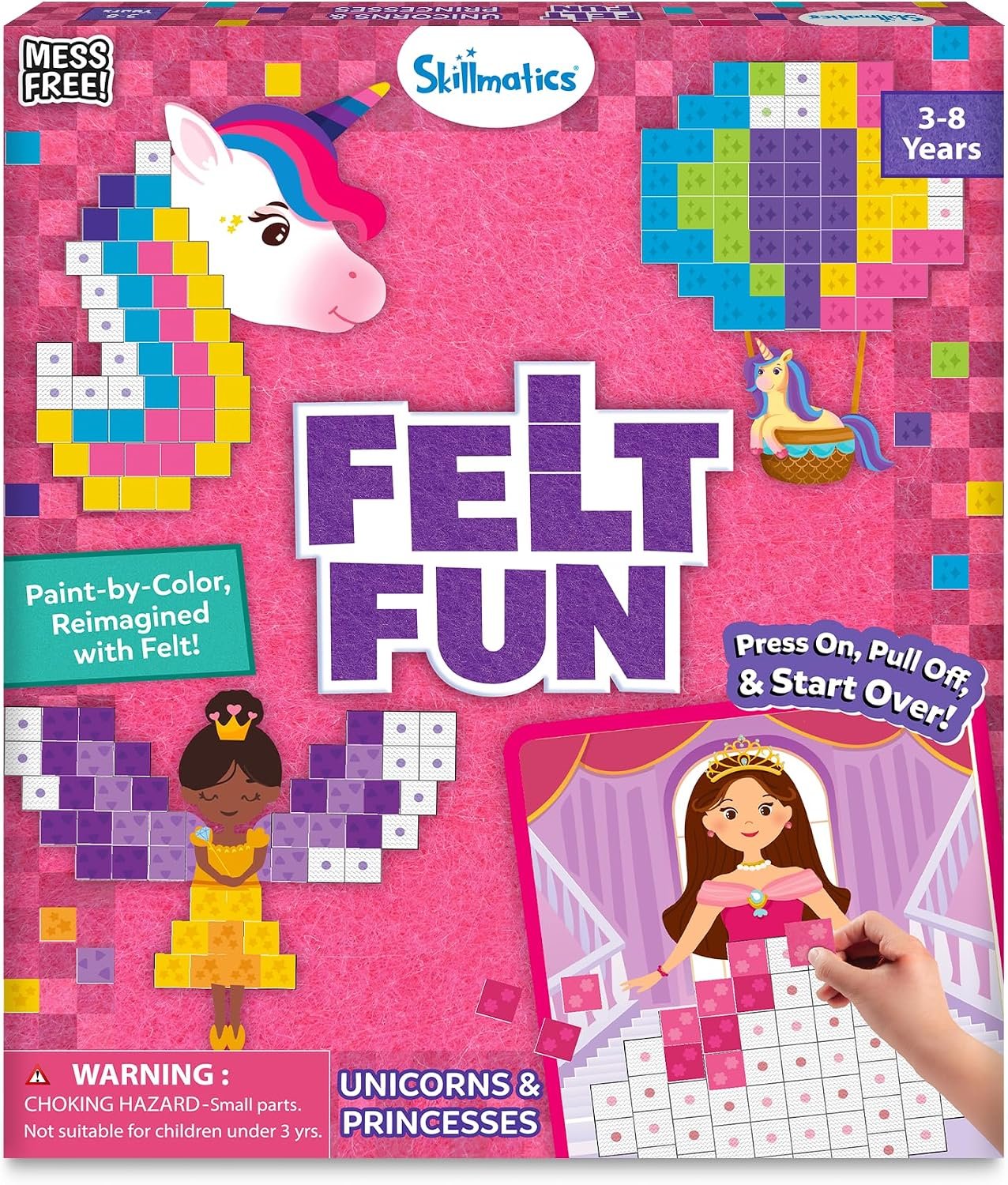 Skillmatics Felt Fun – Unicorns & Princesses, 3D Mosaic Art & Craft Kits