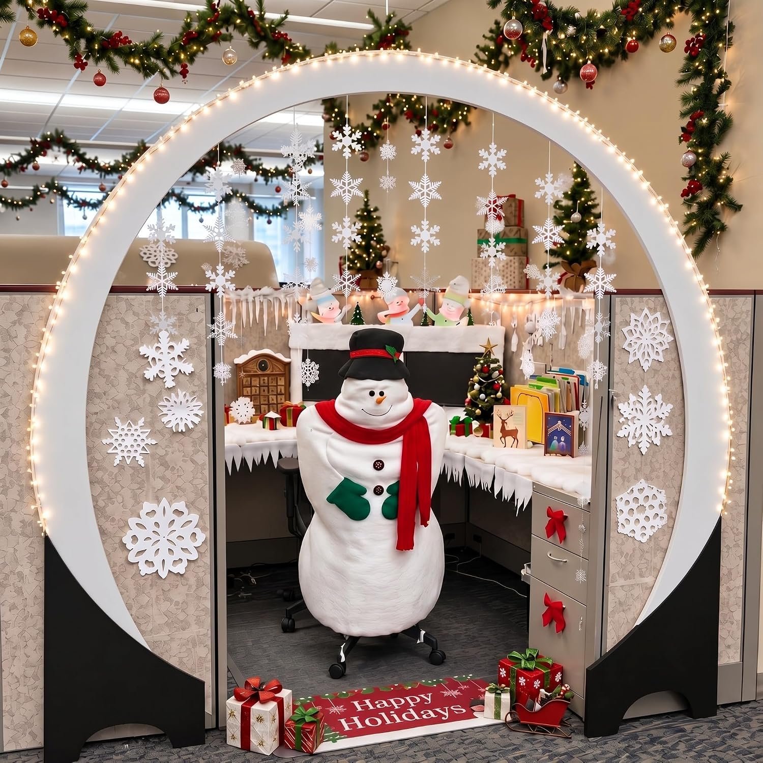 Gersoniel Christmas Cubicle Decorating Kit Office Snow Globe Archway Light